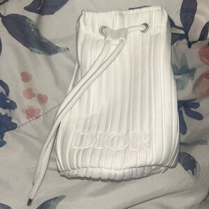 Dior White Pleated Cosmetic Pouch